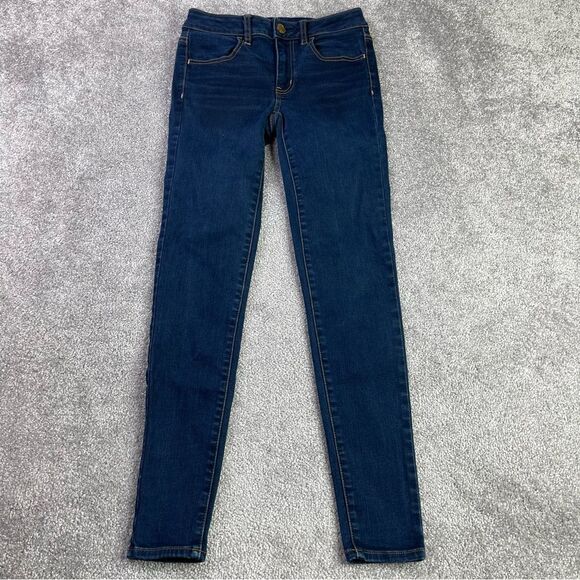 American Eagle Jegging Jeans Women's 2 Blue Dark Wash Skinny Low Rise Stretch - Picture 1 of 12